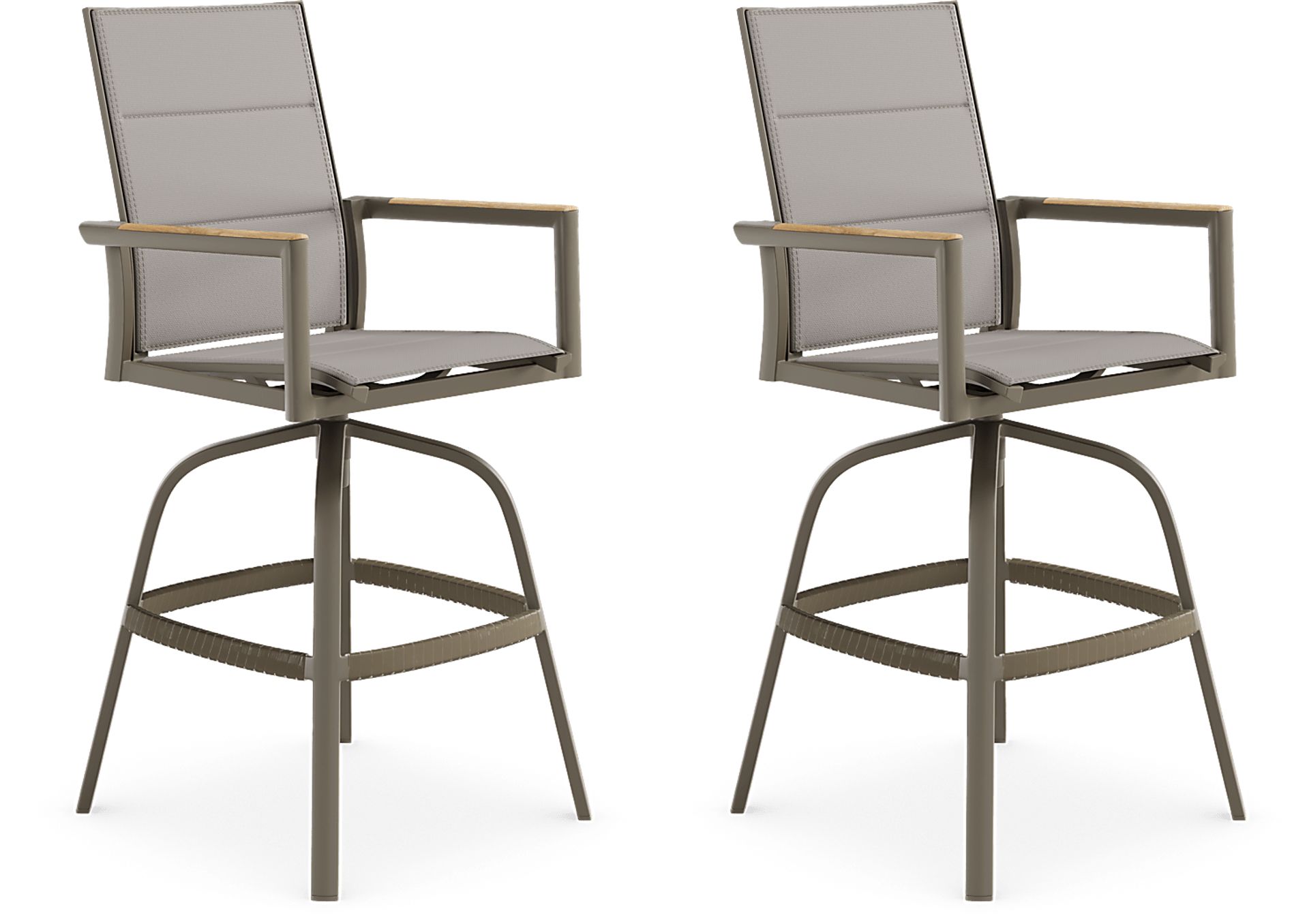 Solana Taupe Outdoor Swivel Barstool, Set of Two - Image 1