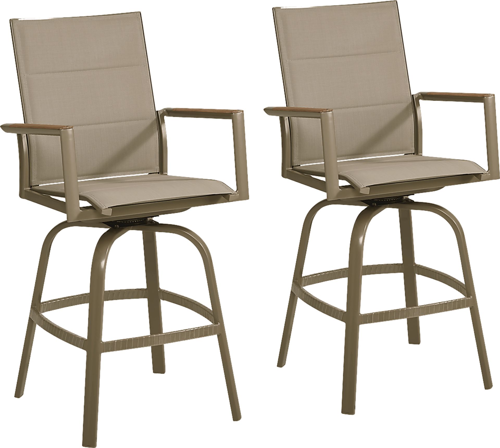 Solana Taupe Outdoor Swivel Barstool, Set of Two - Image 1