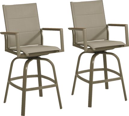 Solana Taupe Outdoor Swivel Barstool, Set of Two