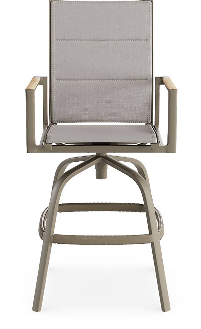 Solana Taupe Outdoor Swivel Barstool - Thumbnail - Image 2