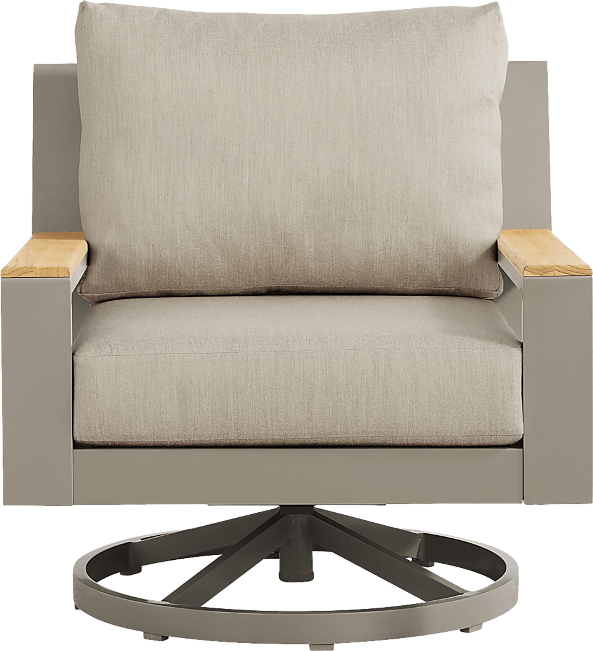 Solana Taupe Outdoor Swivel Rocker Club Chair with Bisque Cushions - Image 2