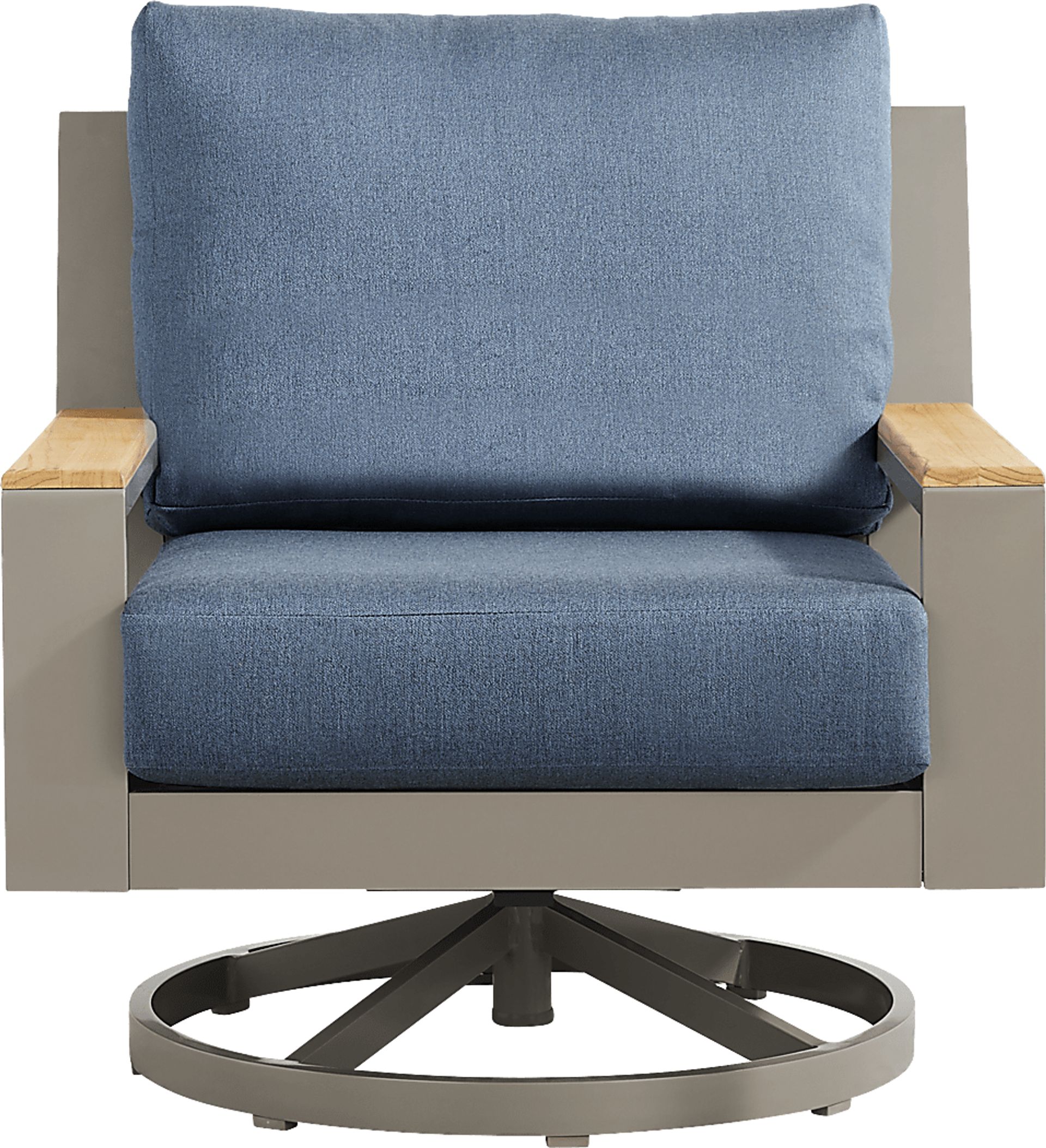 Solana Taupe Outdoor Swivel Rocker Club Chair with Blueberry Cushions - Image 2