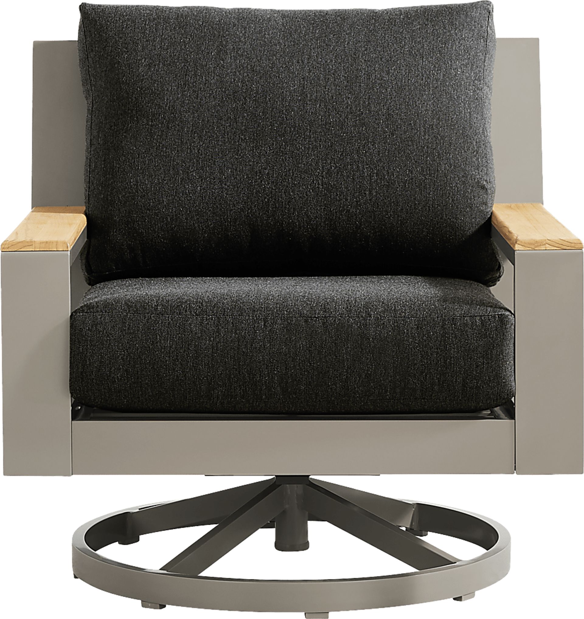 Solana Taupe Outdoor Swivel Rocker Club Chair with Charcoal Cushions - Image 2