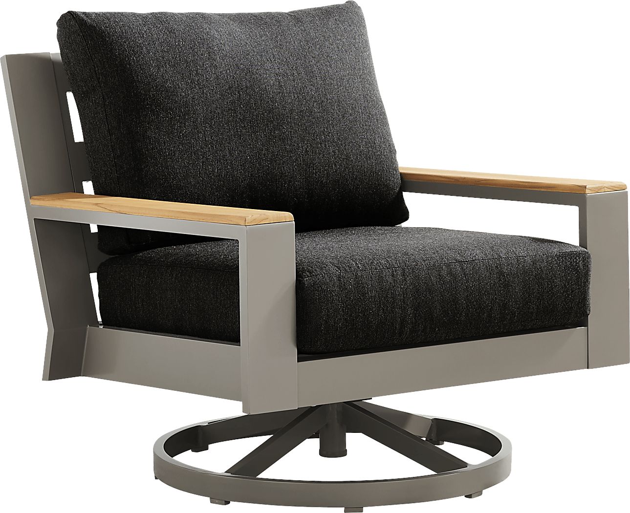 Solana Taupe Outdoor Swivel Rocker Club Chair with Charcoal Cushions