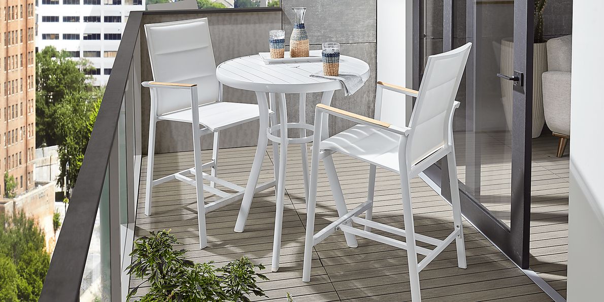 Solana 3 Pc White Colorswhite Aluminum Outdoor Dining Set With Round