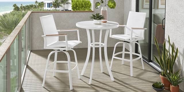 Solana White 32 in. Round Bar Height Outdoor Dining Table - Thumbnail - Image 2