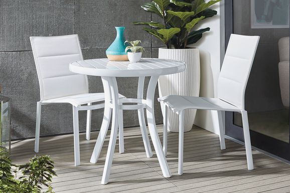Solana White 3 Pc Outdoor Dining Set with Arm Chairs
