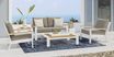 Solana White 4 Pc Outdoor Loveseat Seating Set With Mushroom Cushions