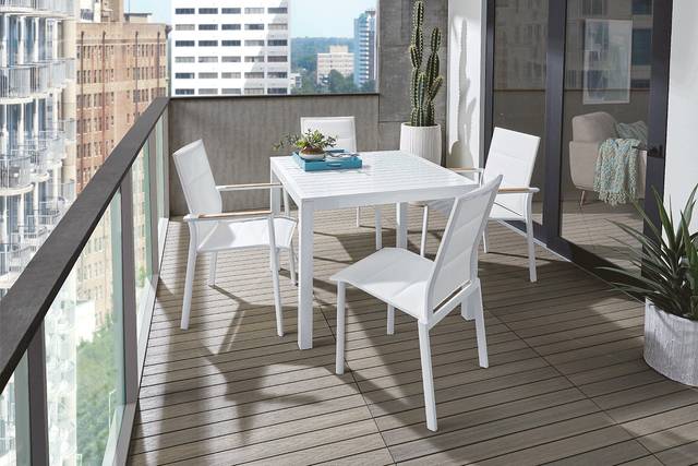 Solana White 5 Pc Outdoor Balcony Dining Set - Thumbnail - Image 1