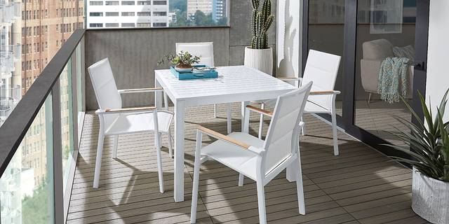 Solana White 5 Pc Outdoor Dining Set - Thumbnail - Image 1