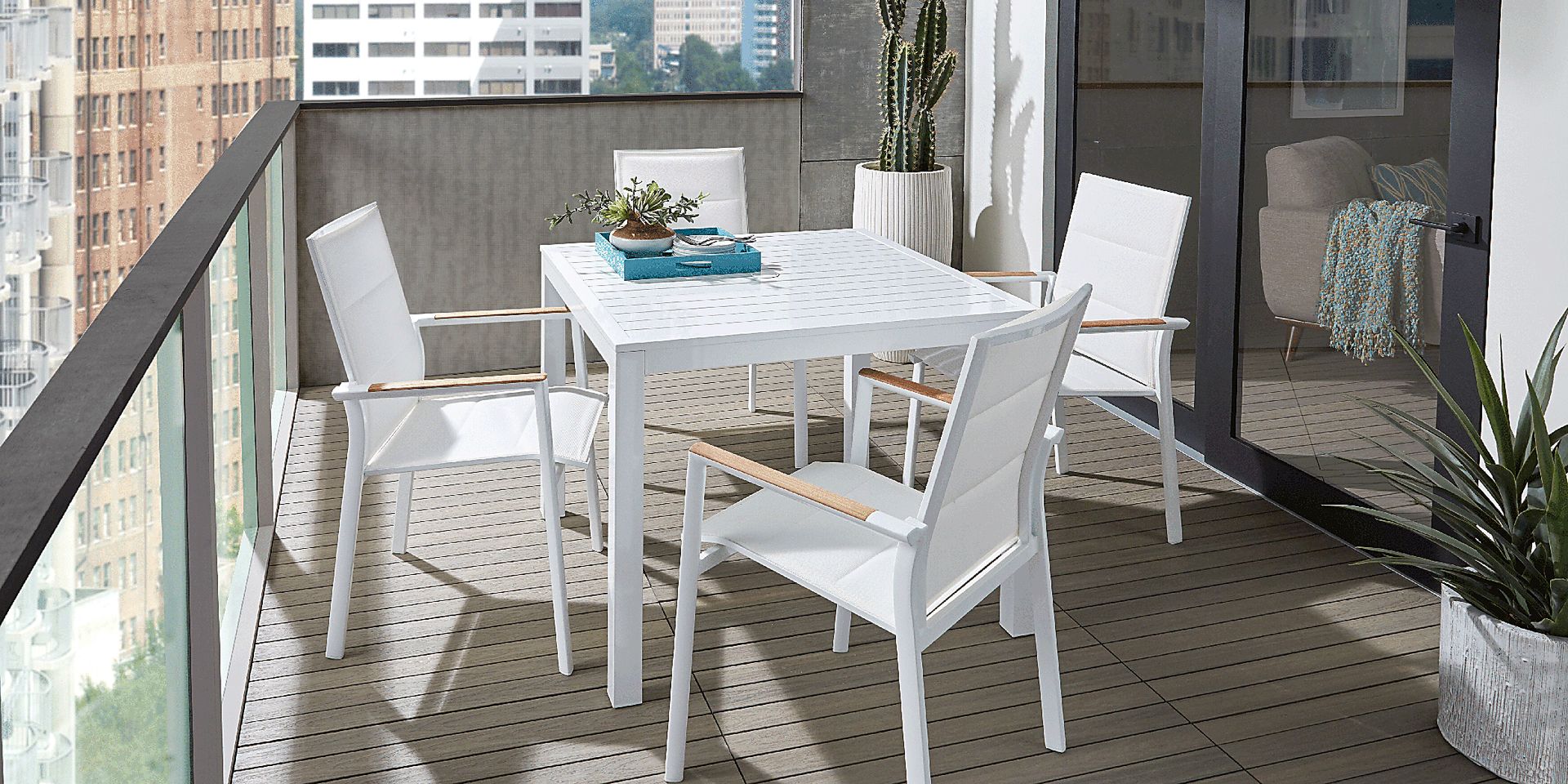 Solana White 5 Pc Outdoor Dining Set - Image 1