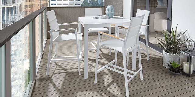 Solana White Outdoor Balcony Stool - Thumbnail - Image 2