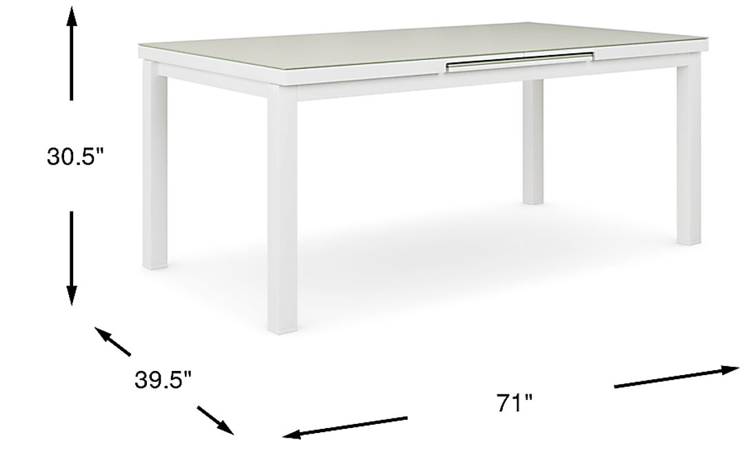 Solana White 71-94 in. Rectangle Outdoor Dining Table