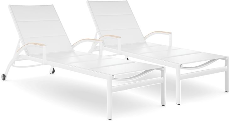 Solana White Outdoor Chaises, Set of 2