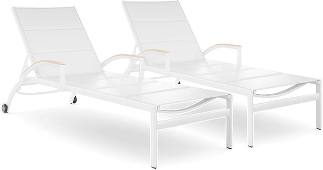 Solana White Outdoor Chaises, Set of 2 - Thumbnail - Image 1