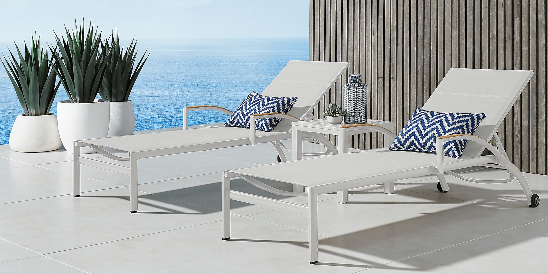 Solana White Outdoor Chaises, Set of 2 - Image 2