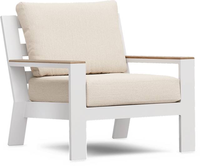 Solana White 4 Pc Outdoor Loveseat Seating Set With Bisque Cushions - Thumbnail - Image 4