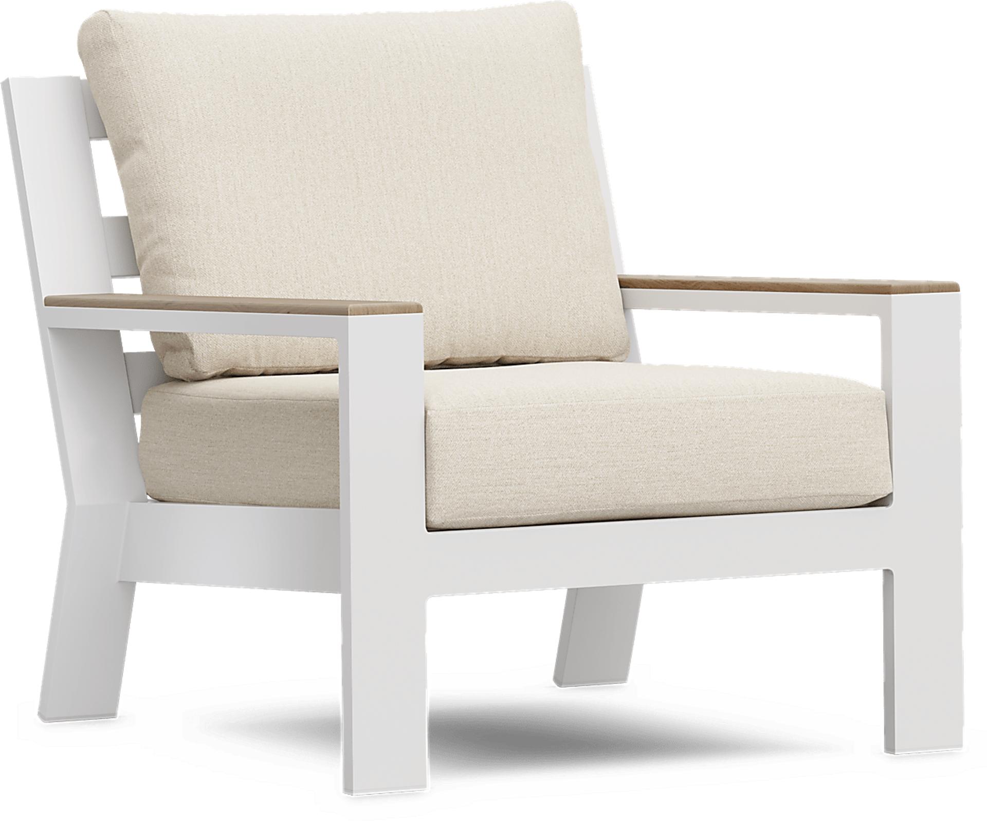 Solana White Outdoor Club Chair with Bisque Cushions