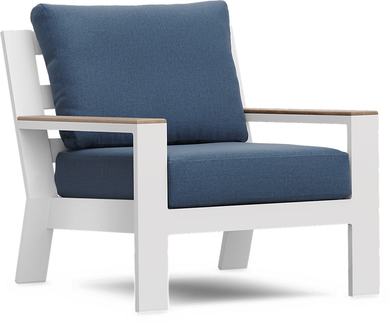 Solana White Outdoor Club Chair with Blueberry Cushions