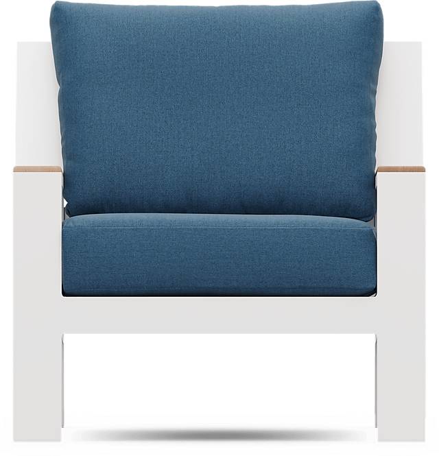 Solana White Outdoor Club Chair with Blueberry Cushions - Thumbnail - Image 3