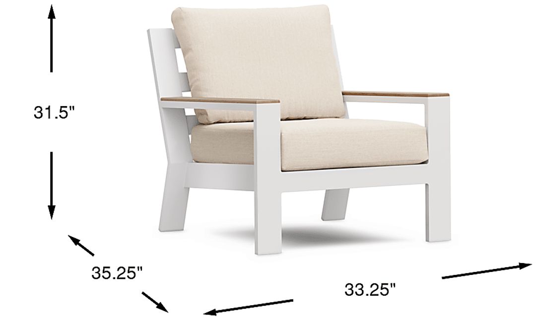 Solana White Outdoor Club Chair with Buff Cushions