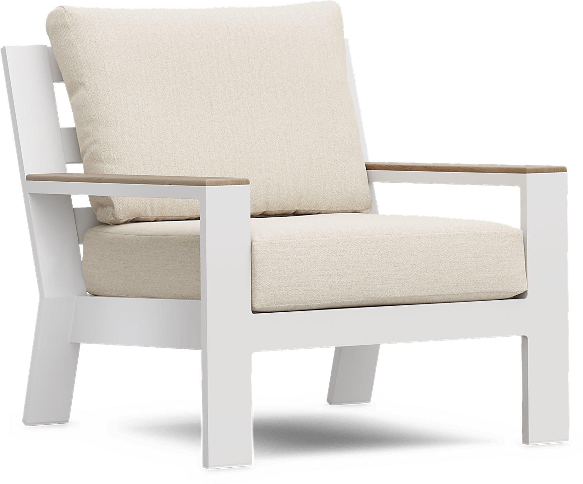 Solana White 4 Pc Outdoor Sofa Seating Set With Buff Cushions - Image 6