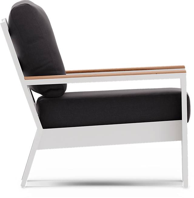Solana White Outdoor Club Chair with Charcoal Cushions - Thumbnail - Image 4
