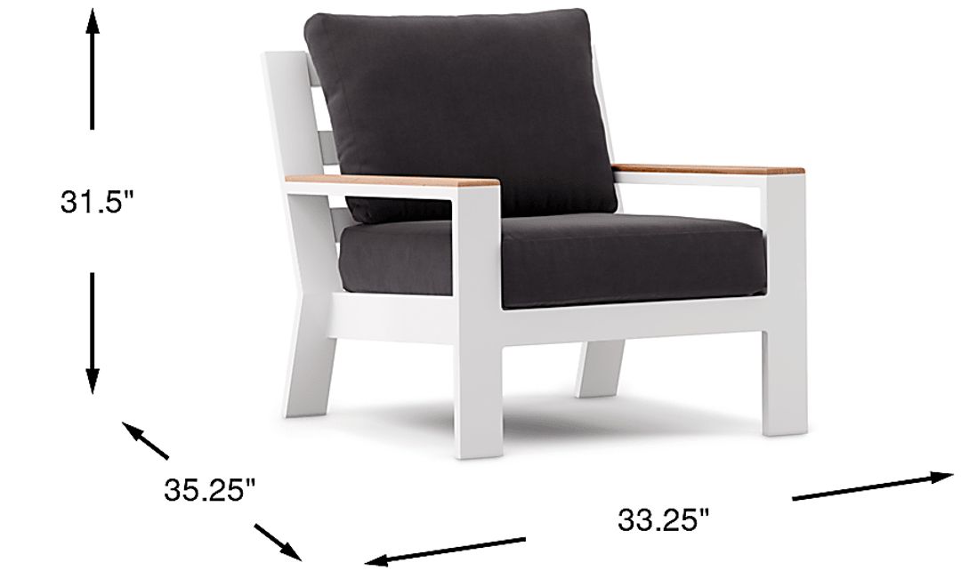 Solana White Outdoor Club Chair with Charcoal Cushions