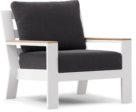 Solana White Outdoor Club Chair with Charcoal Cushions
