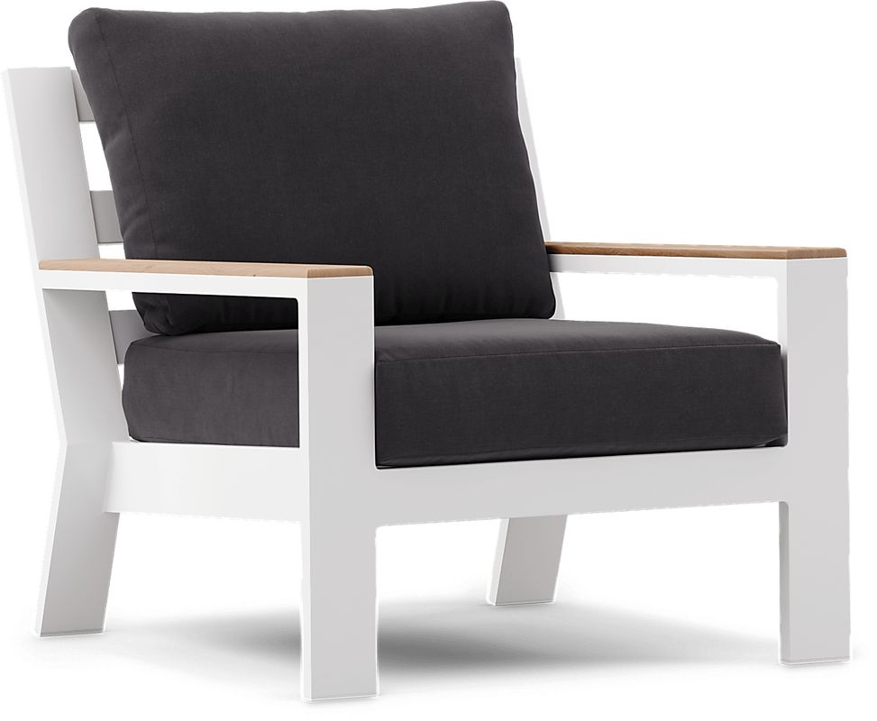 Solana White Outdoor Club Chair with Charcoal Cushions