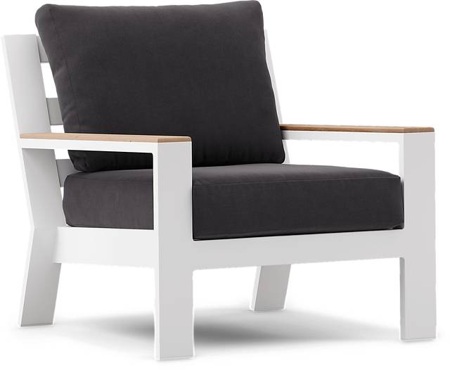 Solana White Outdoor Club Chair with Charcoal Cushions - Thumbnail - Image 1