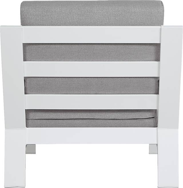 Solana White Outdoor Club Chair with Gray Cushions - Thumbnail - Image 4