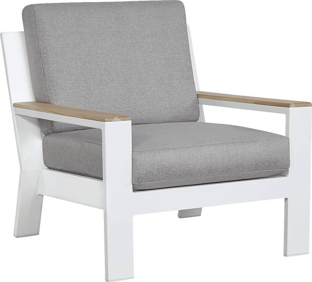 Solana White Outdoor Club Chair with Gray Cushions - Thumbnail - Image 1