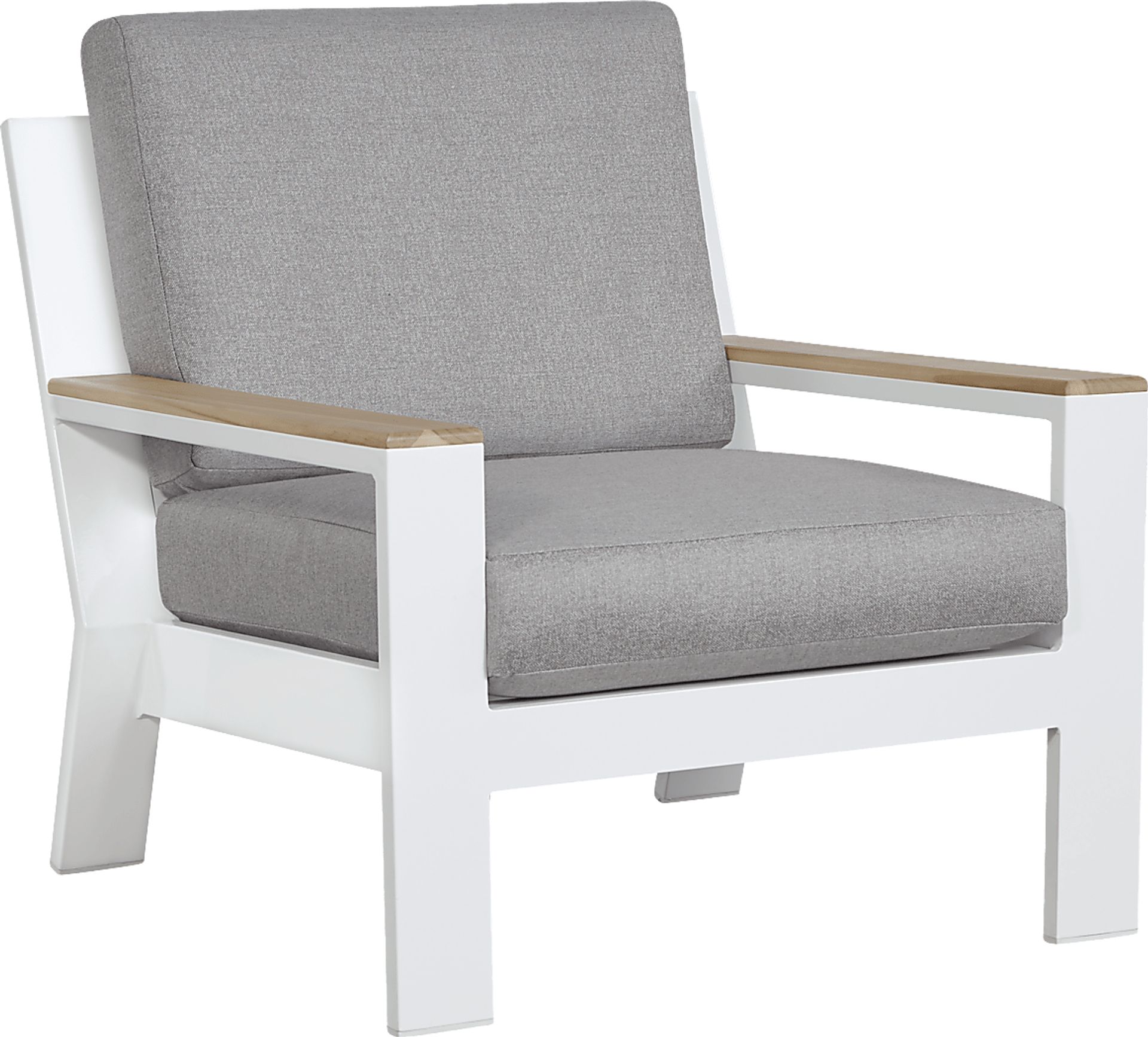 Solana White Outdoor Club Chair with Gray Cushions - Image 1