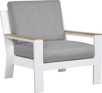 Solana White Outdoor Club Chair with Gray Cushions