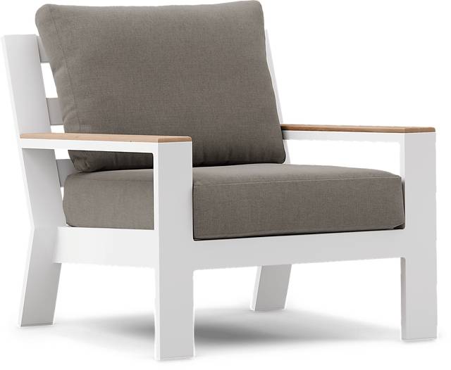 Solana White Outdoor Club Chair with Mushroom Cushions - Thumbnail - Image 1