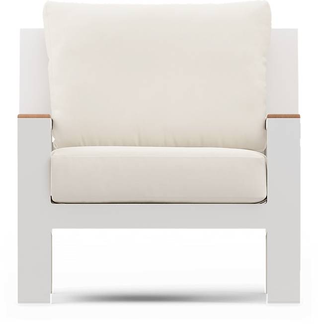 Solana White Outdoor Club Chair with Natural Cushions - Thumbnail - Image 3