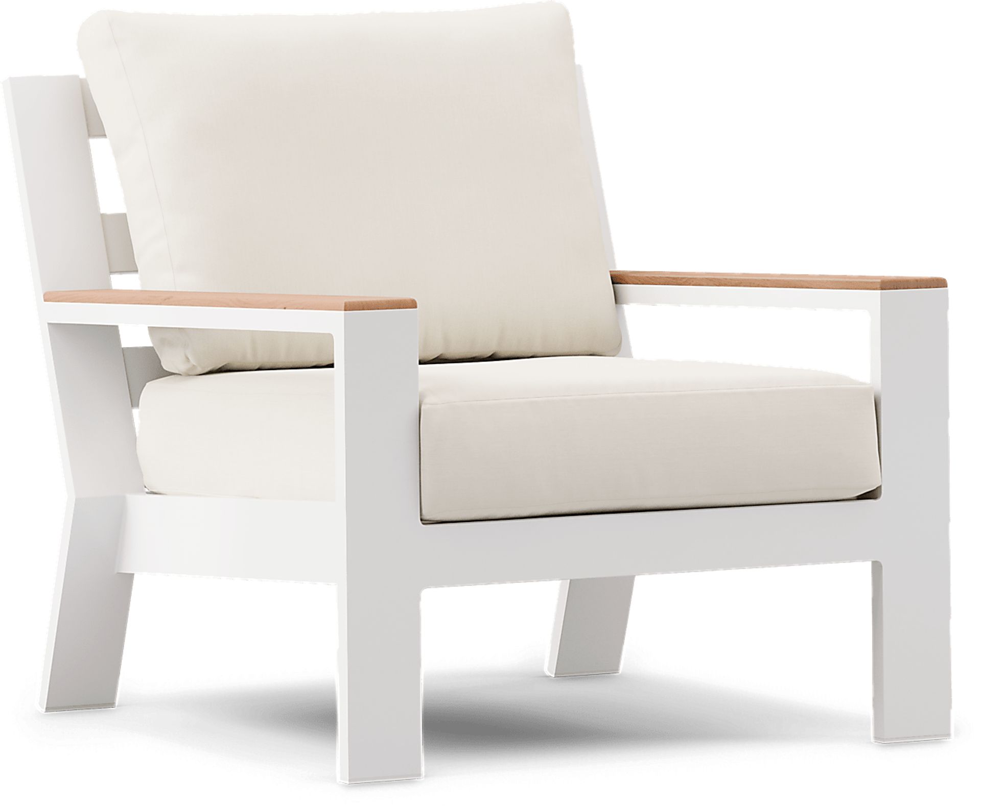 Solana White Outdoor Club Chair with Natural Cushions - Image 1