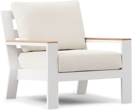 Solana White Outdoor Club Chair with Natural Cushions