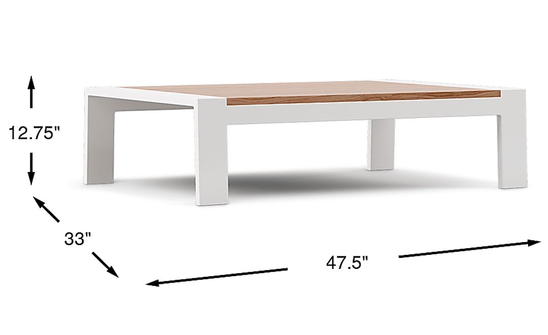 Solana White Outdoor Cocktail Table with Teak Top