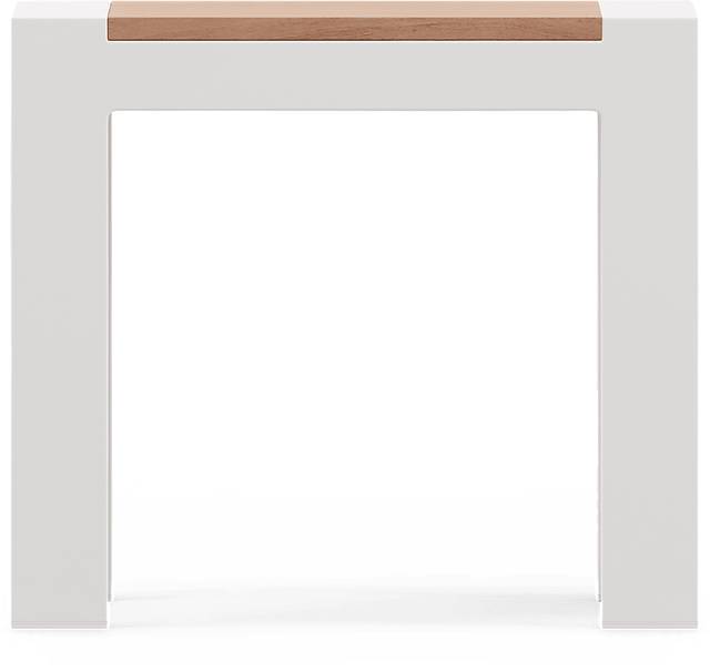 Solana White Outdoor End Table with Teak Top - Thumbnail - Image 2