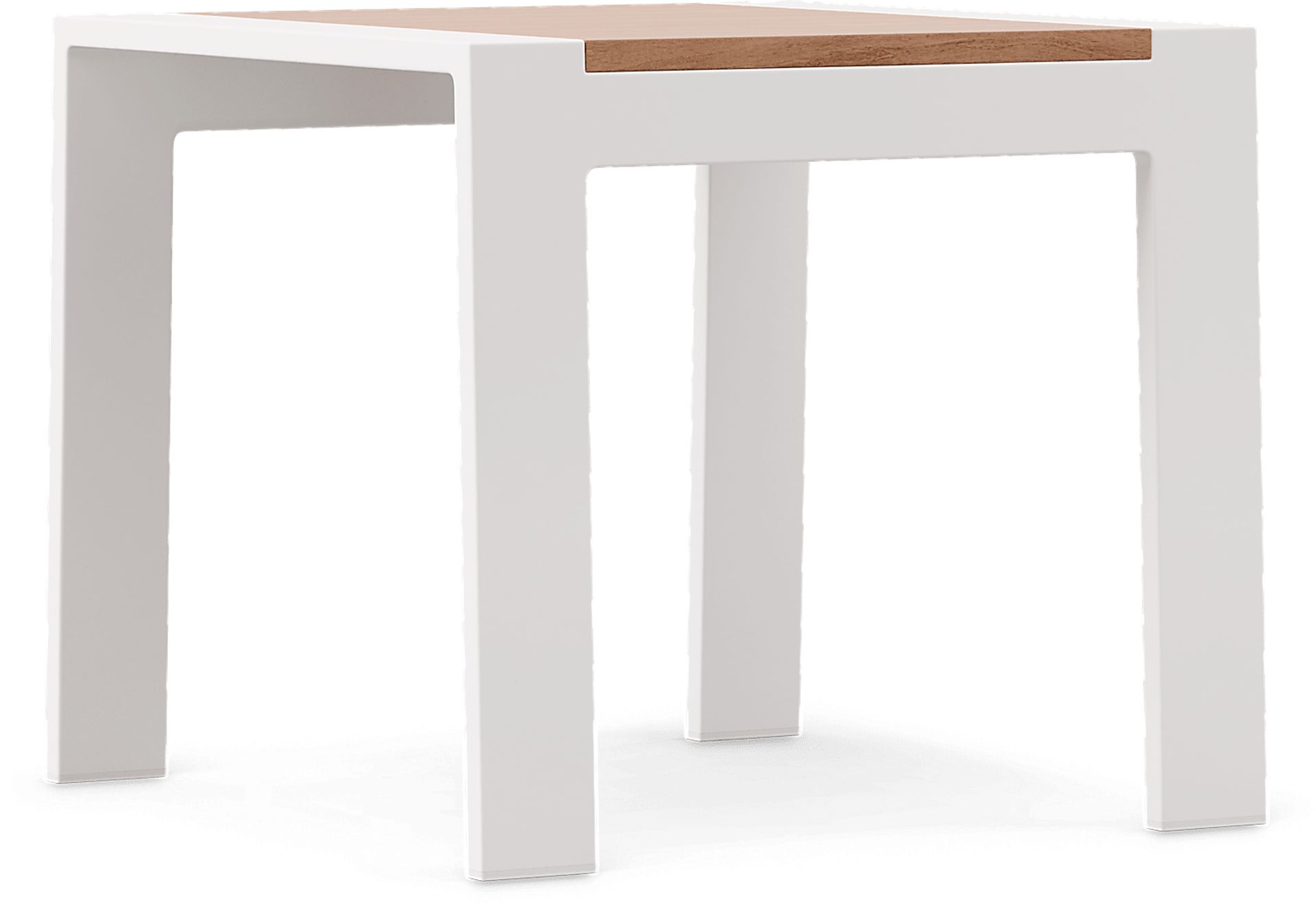 Solana White Outdoor End Table with Teak Top - Image 1