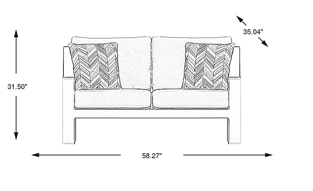 Solana White Outdoor Loveseat with Bisque Cushions