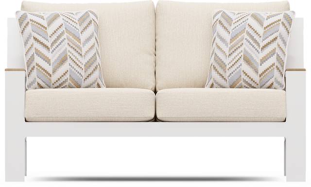 Solana White 4 Pc Outdoor Loveseat Seating Set With Bisque Cushions - Thumbnail - Image 2