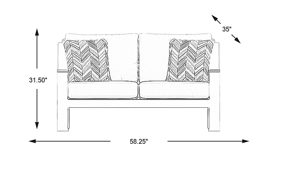 Solana White Outdoor Loveseat with Blueberry Cushions