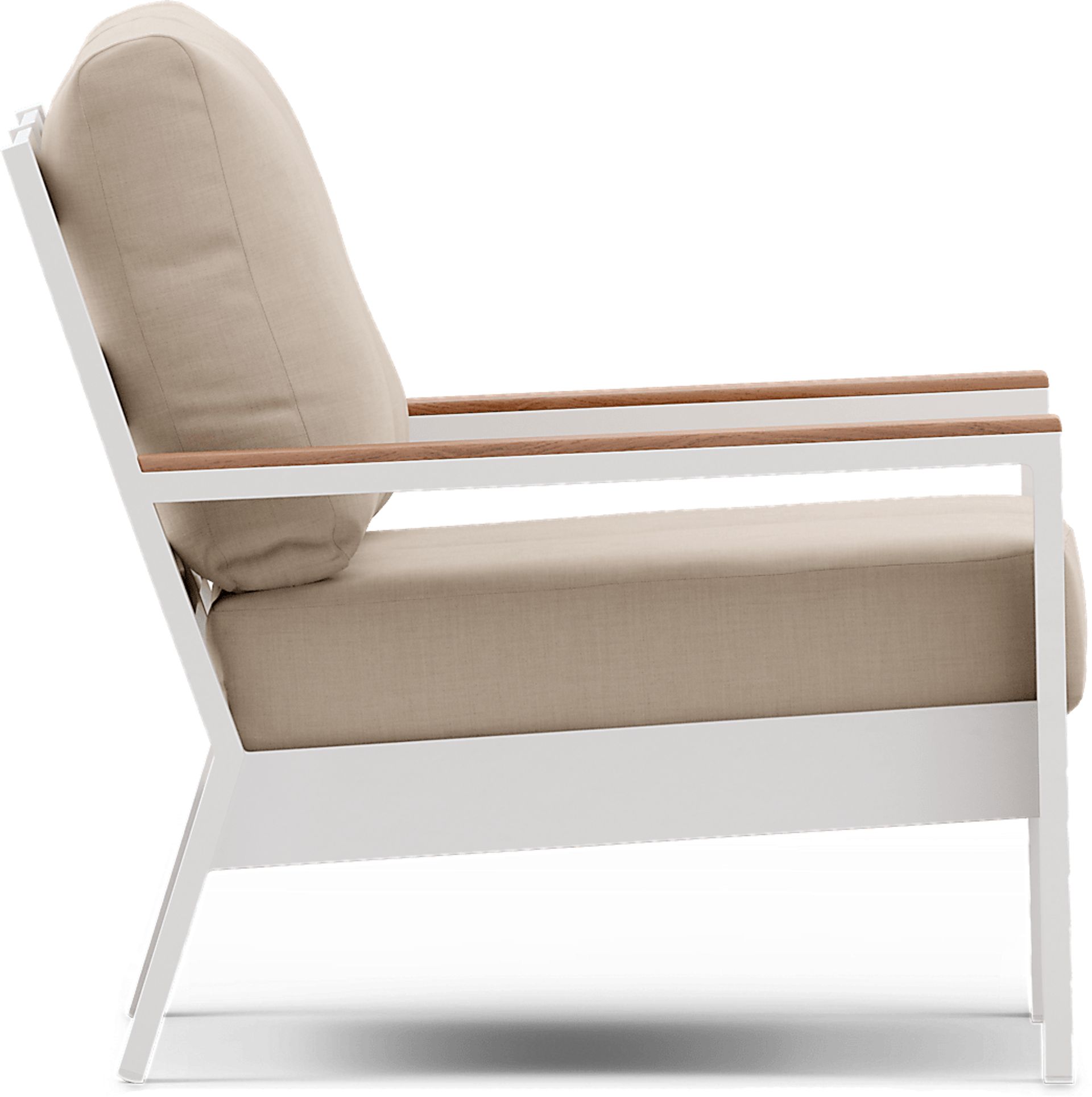Solana White 4 Pc Outdoor Loveseat Seating Set With Buff Cushions - Image 4