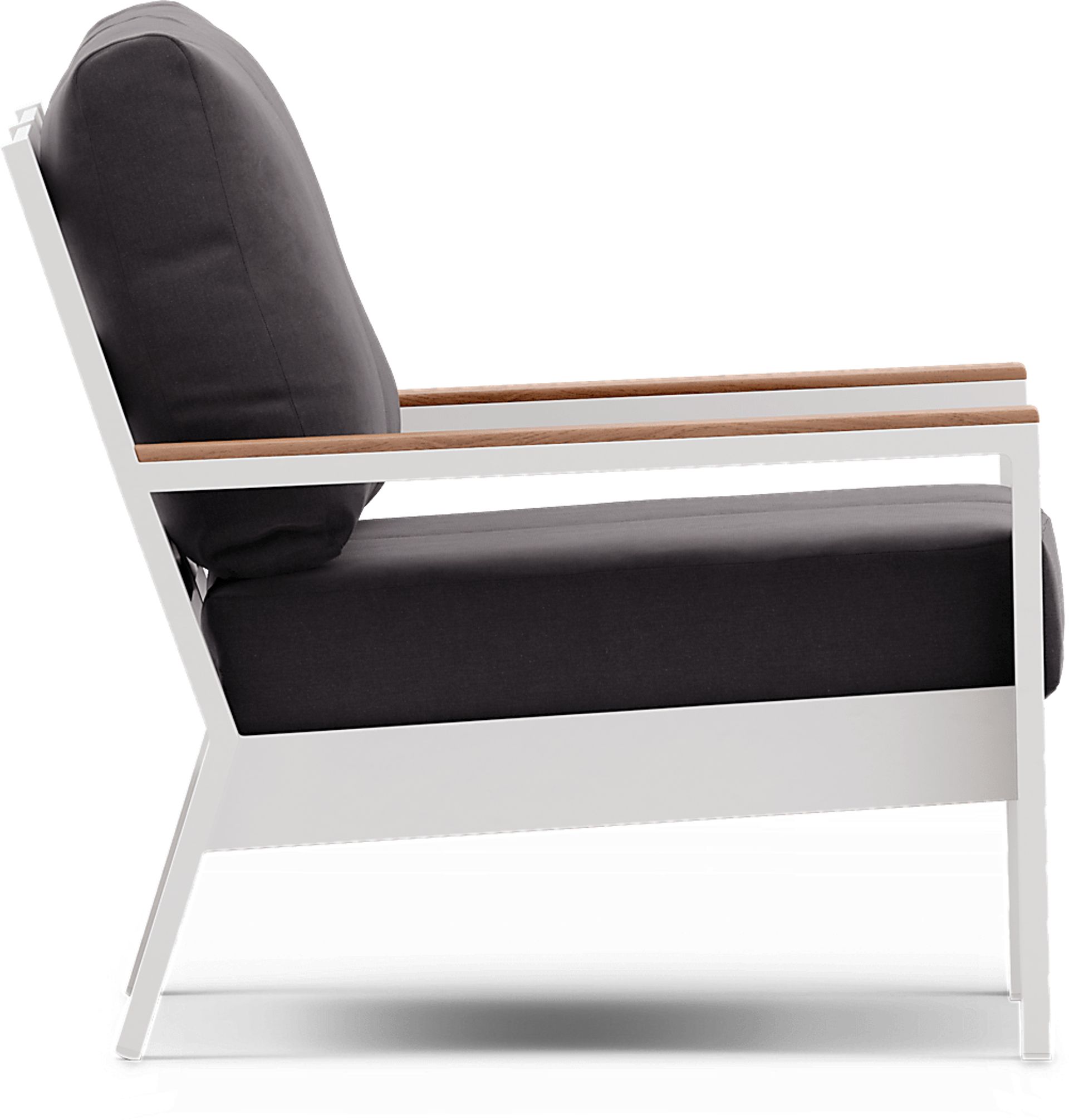 Solana White Outdoor Loveseat with Charcoal Cushions - Image 3