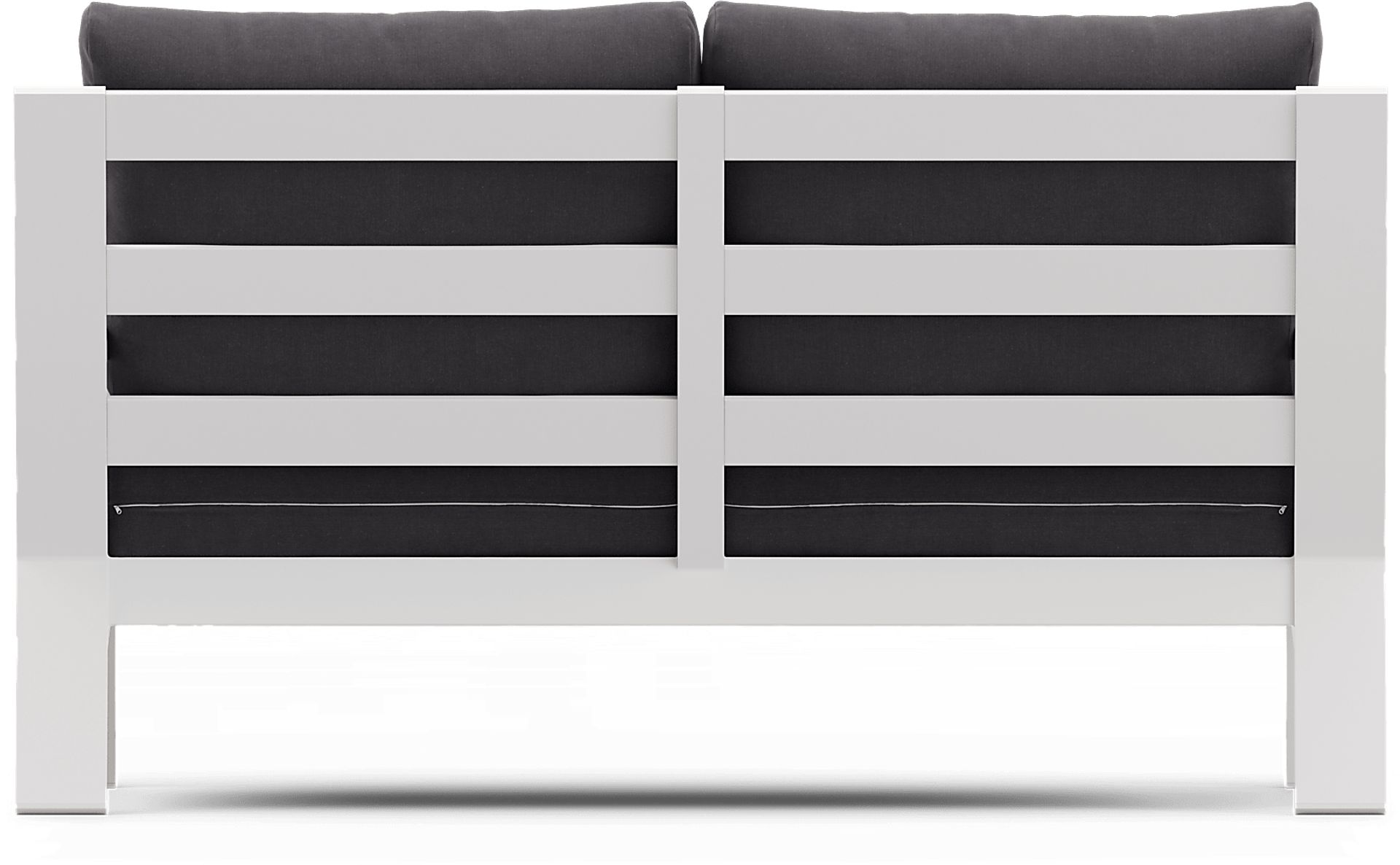 Solana White Outdoor Loveseat with Charcoal Cushions - Image 4