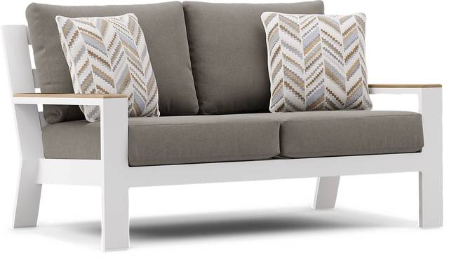 Solana White 4 Pc Outdoor Loveseat Seating Set With Mushroom Cushions - Thumbnail - Image 3