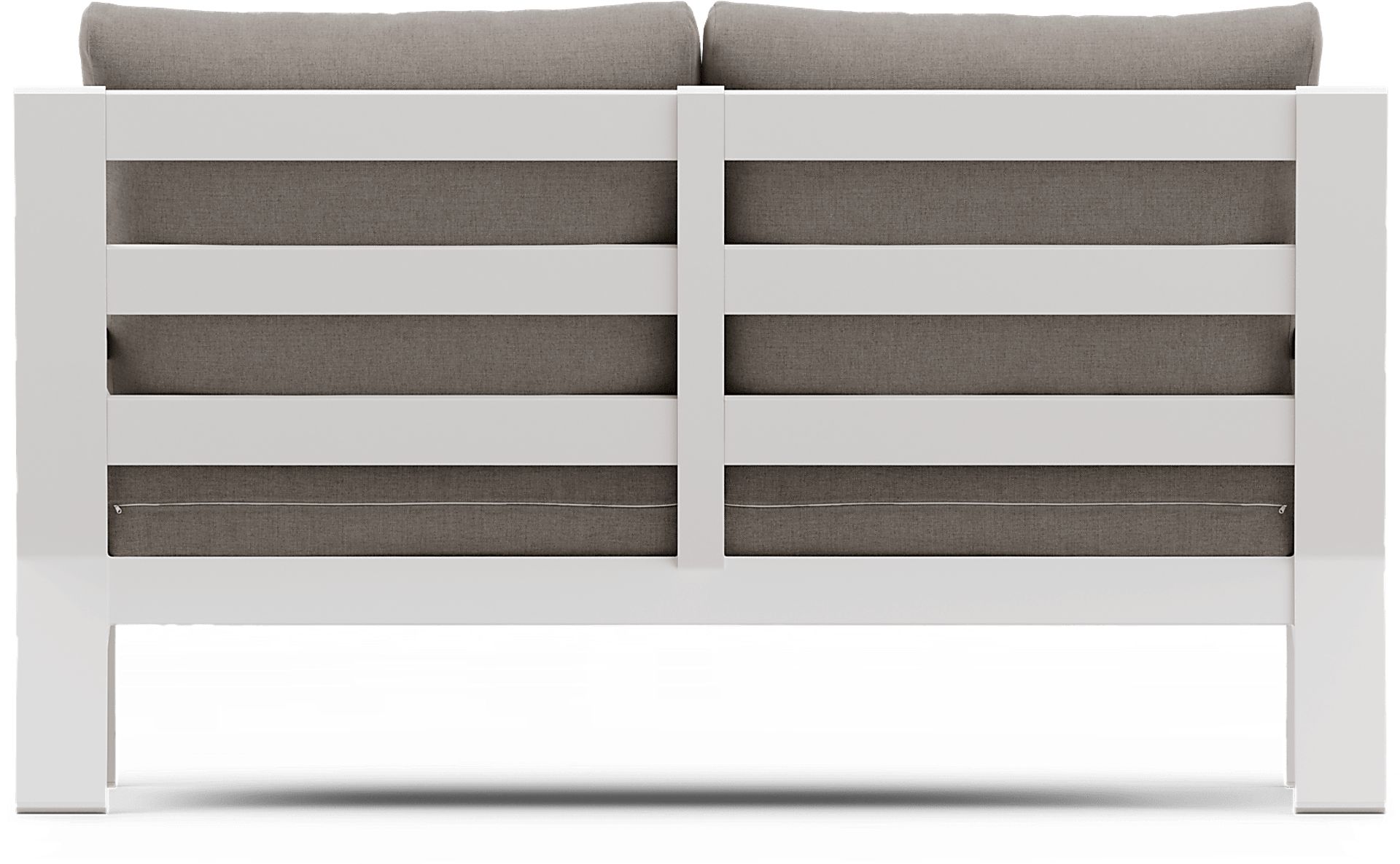 Solana White Outdoor Loveseat with Mushroom Cushions - Image 4